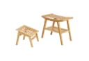 COSTWAY Duschhocker Bambus mit Fach & Fußhocker, beige Bild 2