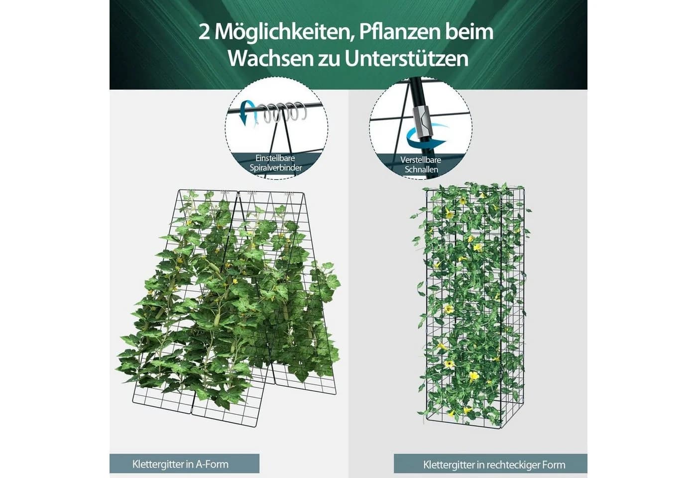 COSTWAY Rankgitter Spalier 2-tlg. mit Bodenpfählen Kabelbinder Clips