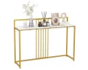 COSTWAY Konsolentisch Marmoroptik Gold Metallgestell 120cm Bild 2