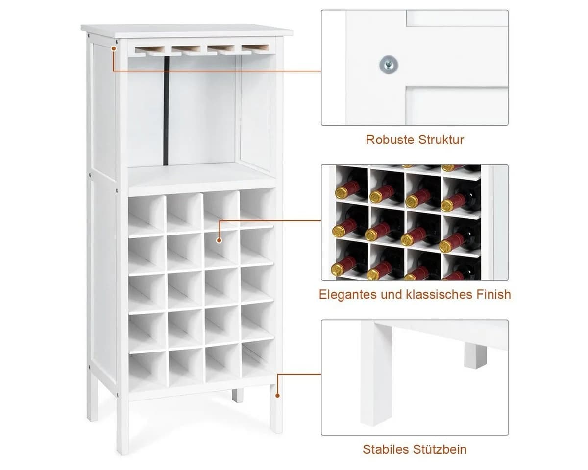 COSTWAY Weinregal stehend für 20 Flaschen Kieferholz 42x24,5x96cm - Bild 3