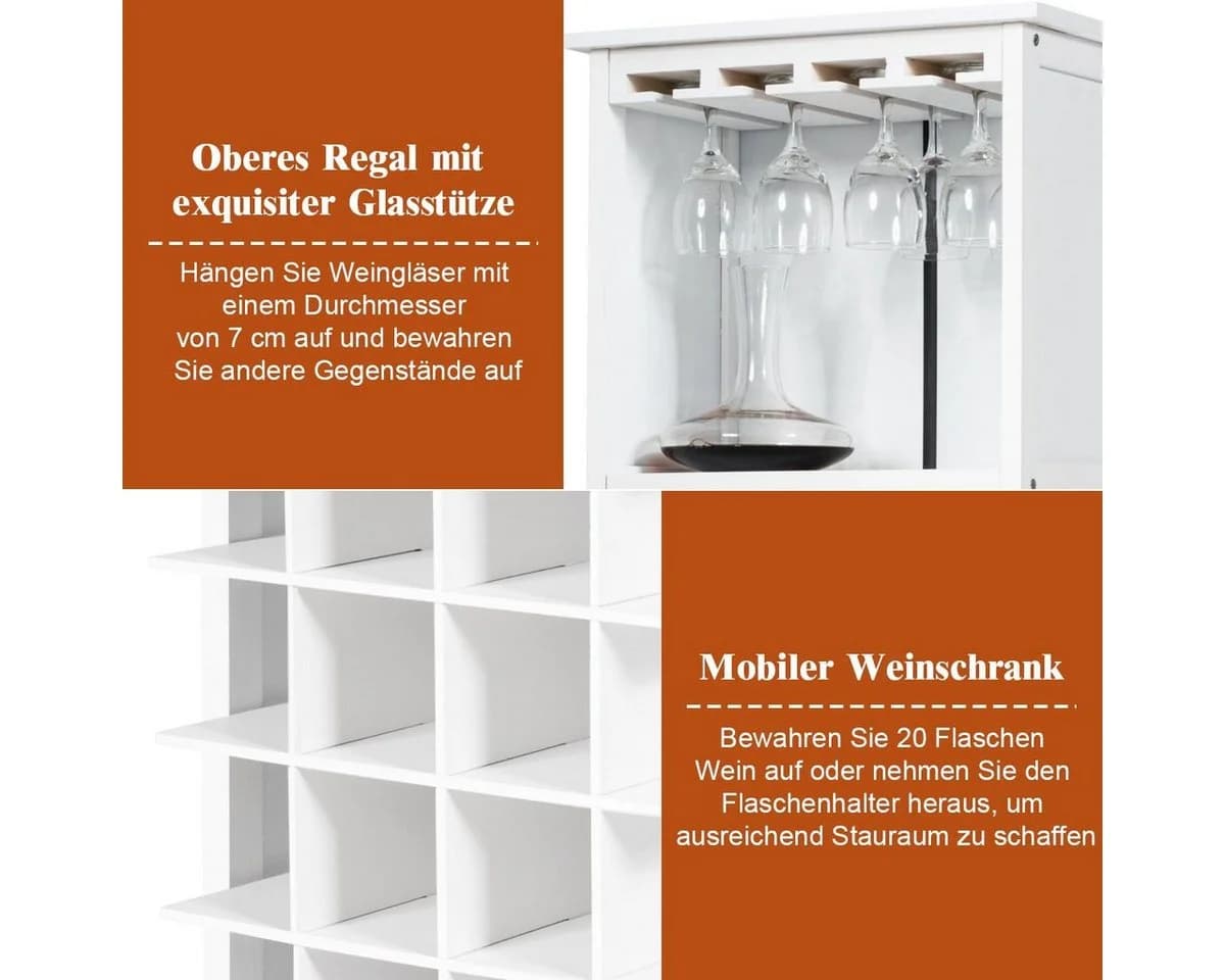 COSTWAY Weinregal stehend für 20 Flaschen Kieferholz 42x24,5x96cm - Bild 4