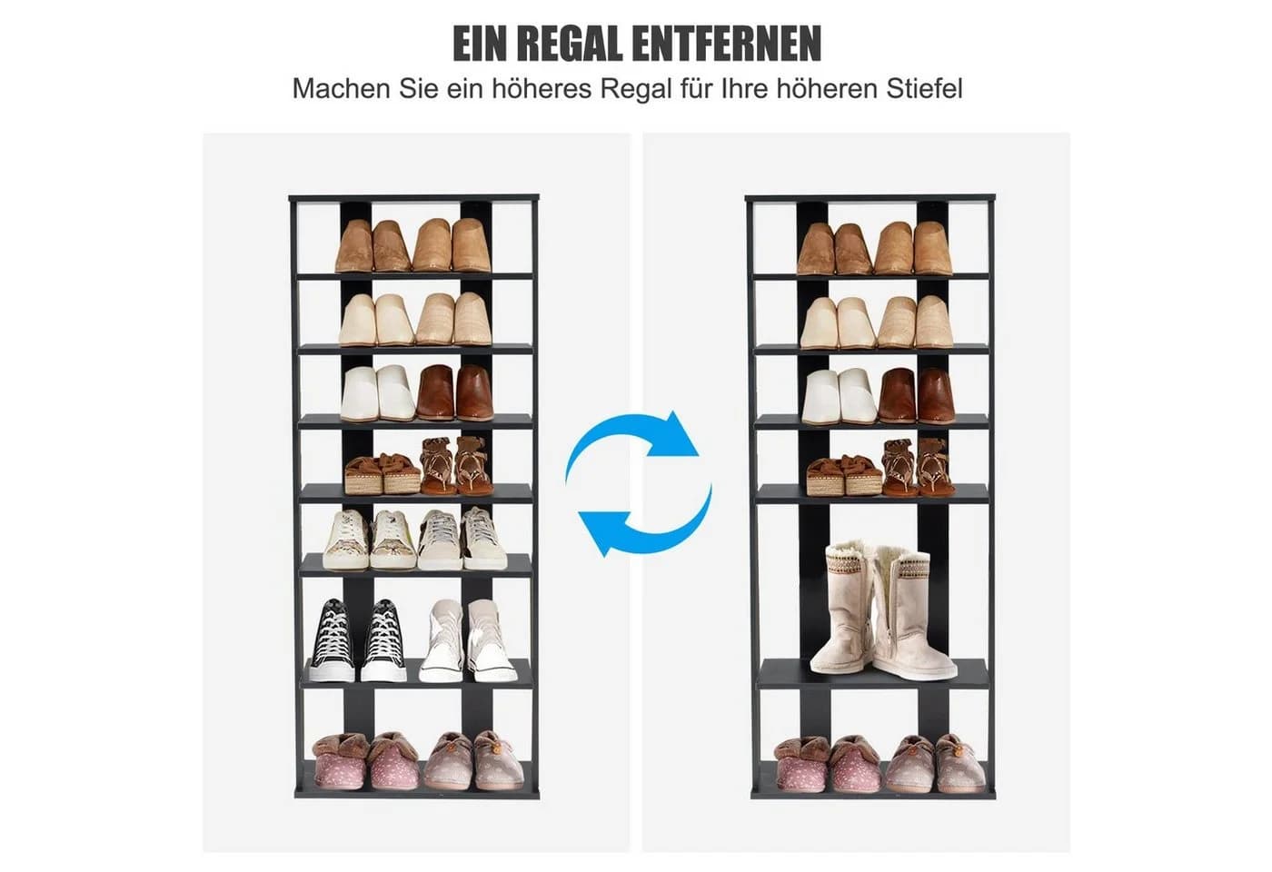 COSTWAY Schuhregal 8 Ebene Weiß 110cm - Bild 3