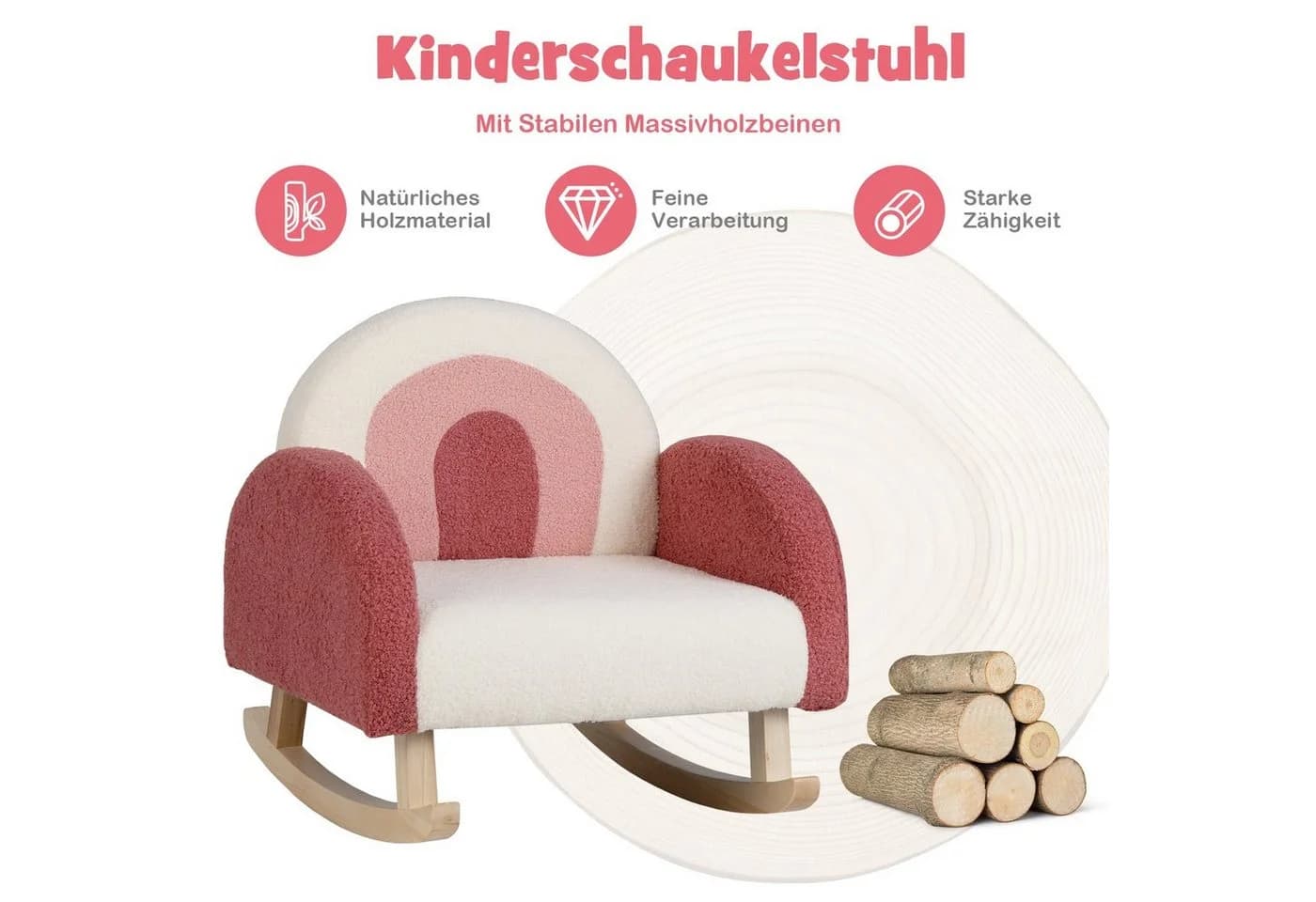 COSTWAY Kindersofa mit Schaukelfunktion, Lehne, bis 50kg Blau/Rot