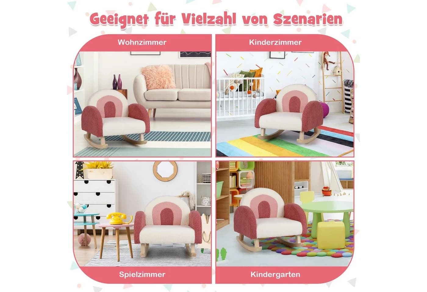COSTWAY Kindersofa mit Schaukelfunktion, Lehne, bis 50kg Blau/Rot - Bild 4