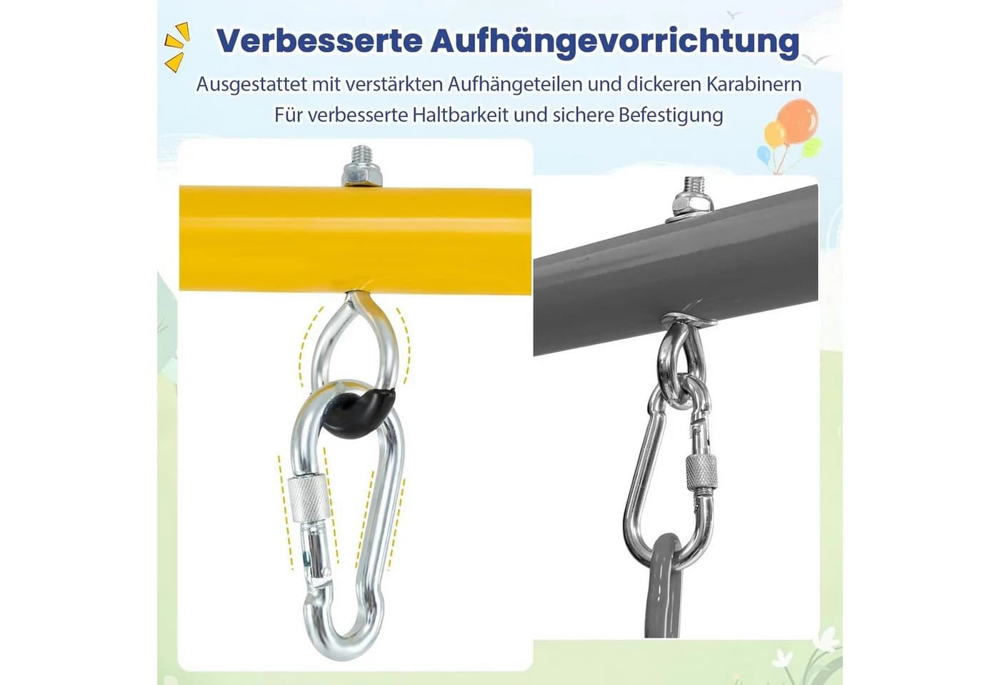 KOMFOTTEU Doppelschaukel Kinderschaukel Stahl - Bild 4