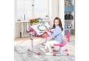 KOMFOTTEU Kinderschreibtisch Set Rosa mit verstellbarer Tischplatte & Lampe Bild 1