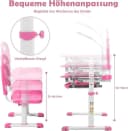 KOMFOTTEU Kinderschreibtisch Set Rosa mit verstellbarer Tischplatte & Lampe Bild 3