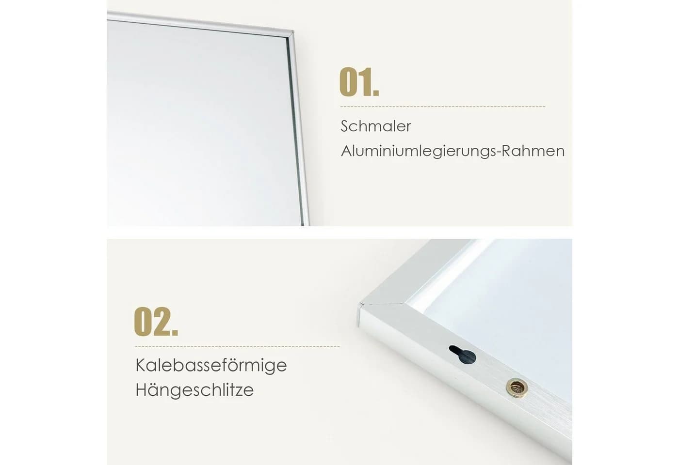 COSTWAY Ganzkörperspiegel 37x120cm Höhenverstellbar Alu - Bild 5