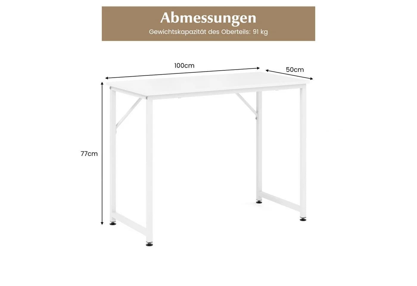 COSTWAY Schreibtisch Computertisch 91 kg belastbar Weiß - Bild 3
