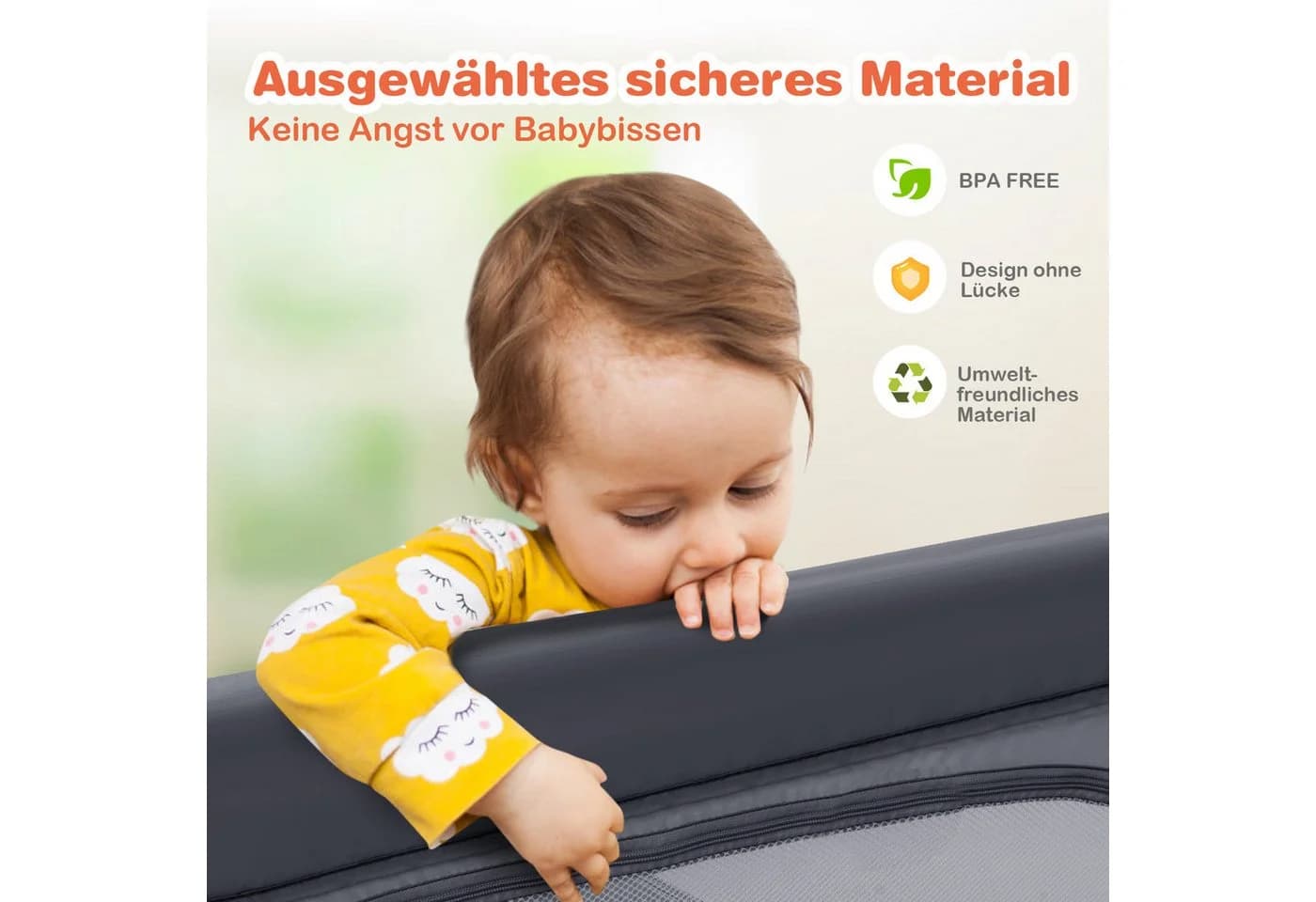 COSTWAY Laufstall Baby Laufgitter 120x120cm Grau - Bild 3