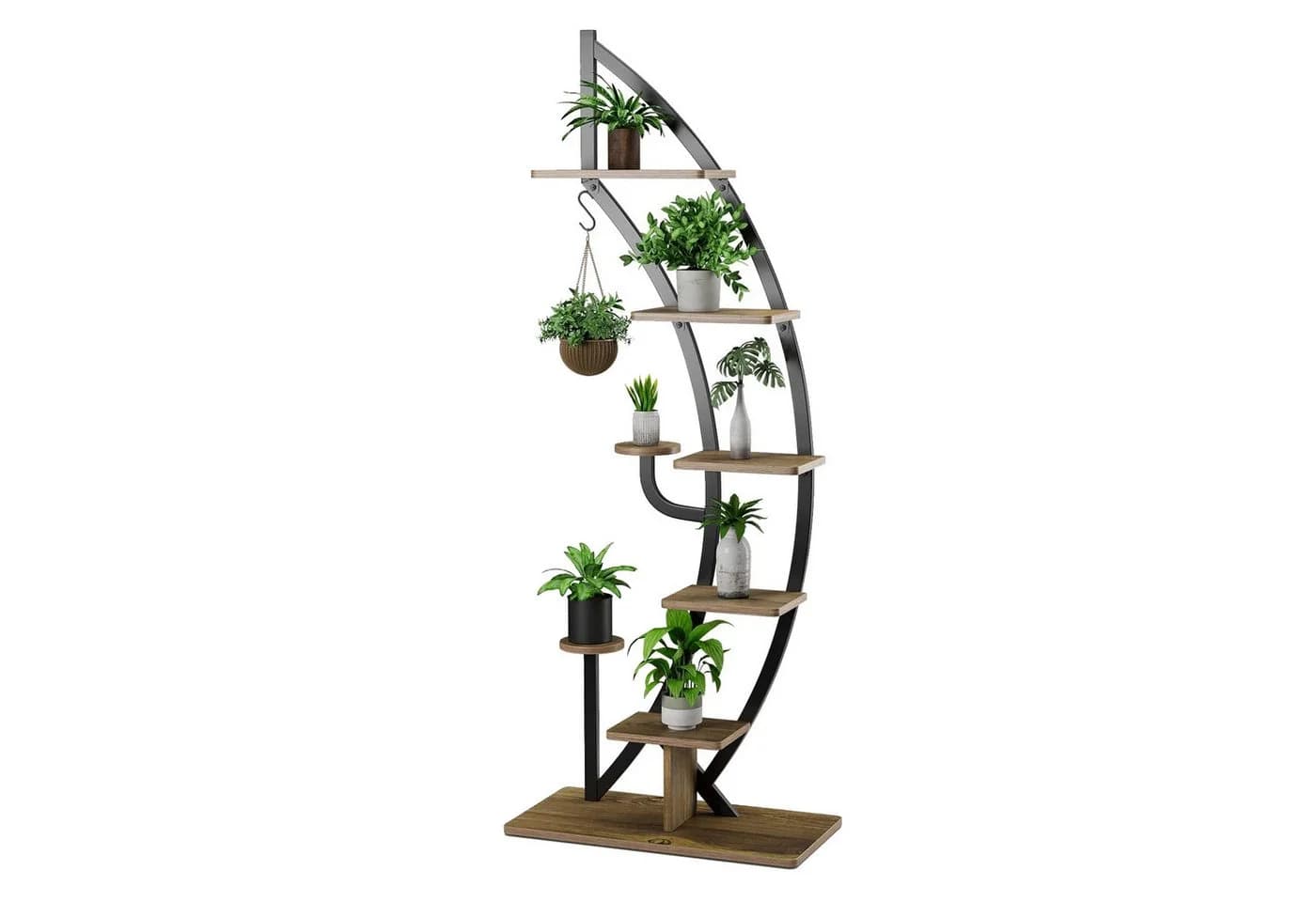 COSTWAY Blumenständer 6-stufig mit 2 Ablagen, Haken & Kippschutz - Bild 2