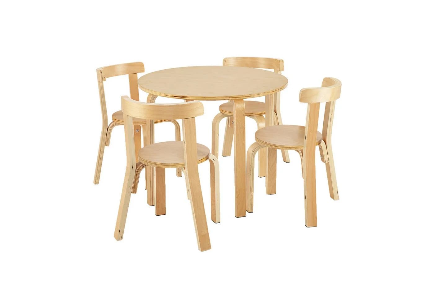 COSTWAY Kindersitzgruppe 5-tlg Kinderschreibtisch mit 4 Stühlen Holz Natur - Bild 2