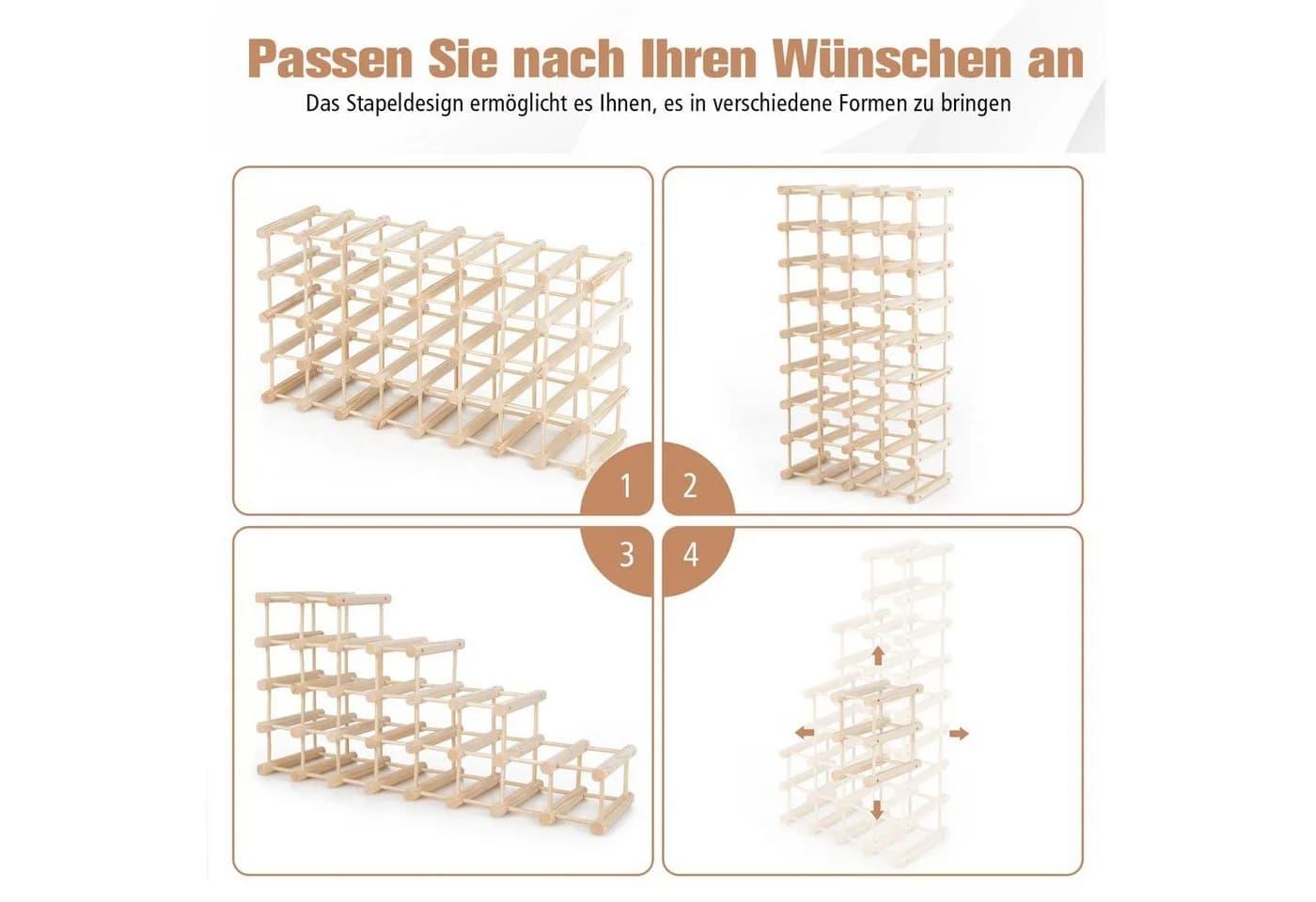 COSTWAY Weinregal Kiefernholz für 36 Flaschen - Bild 3