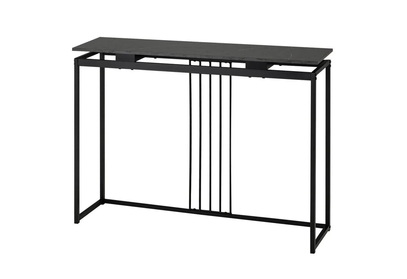 COSTWAY Konsolentisch Marmoroptik Metallgestell Schwarz - Bild 2