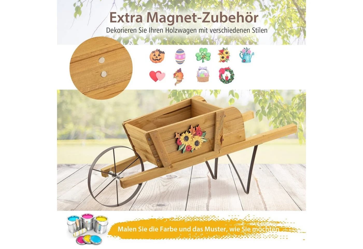 COSTWAY Blumenständer Retro Walnuss mit 9 Magnetteilen - Bild 3