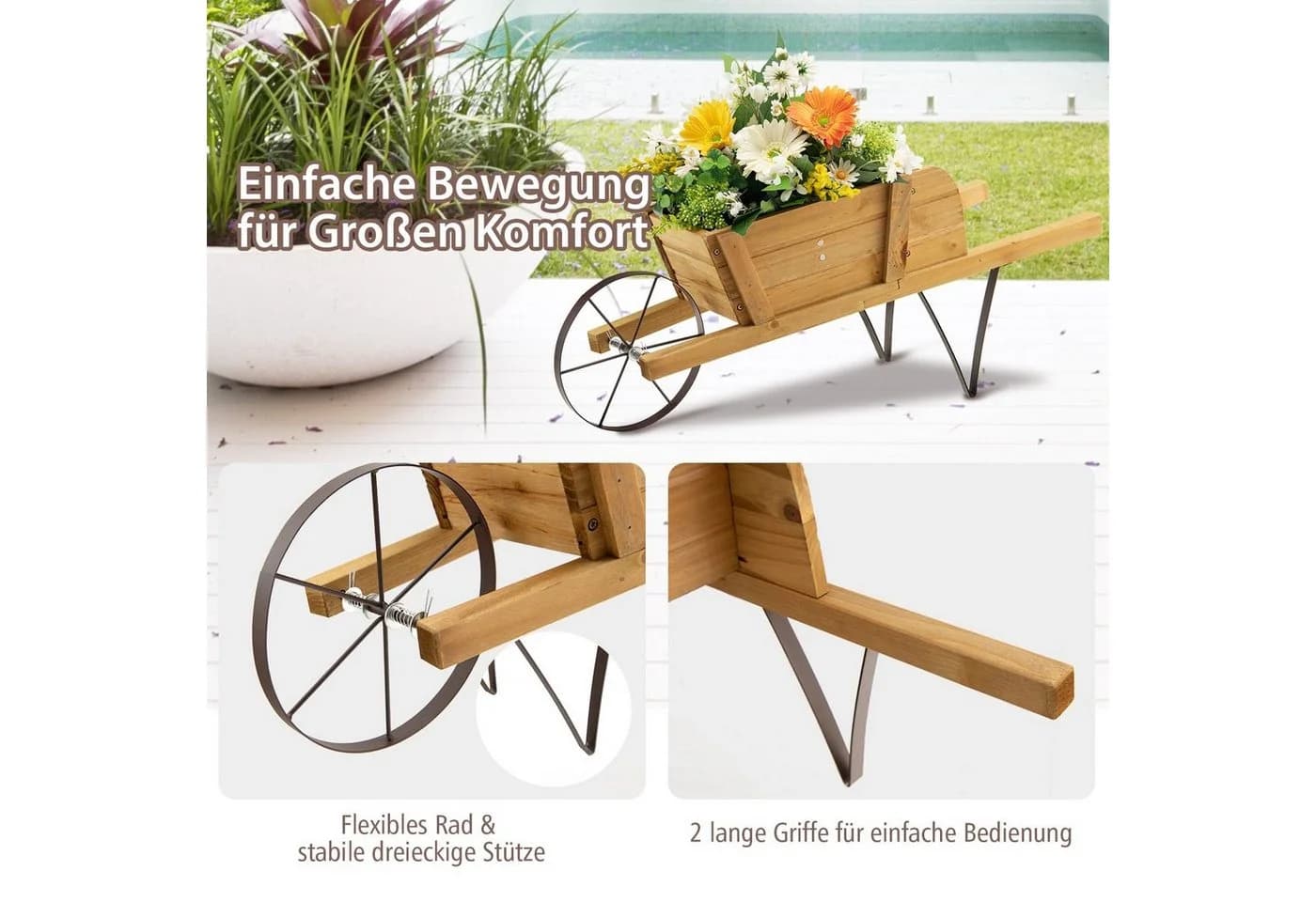 COSTWAY Blumenständer Retro Walnuss mit 9 Magnetteilen - Bild 4