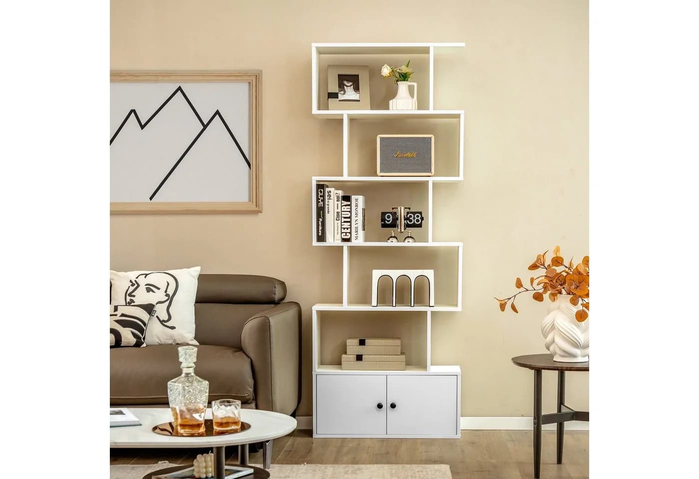 COSTWAY Bücherregal 6 Ebenen Standregal 183 x 70 x 23 cm Weiß Holz
