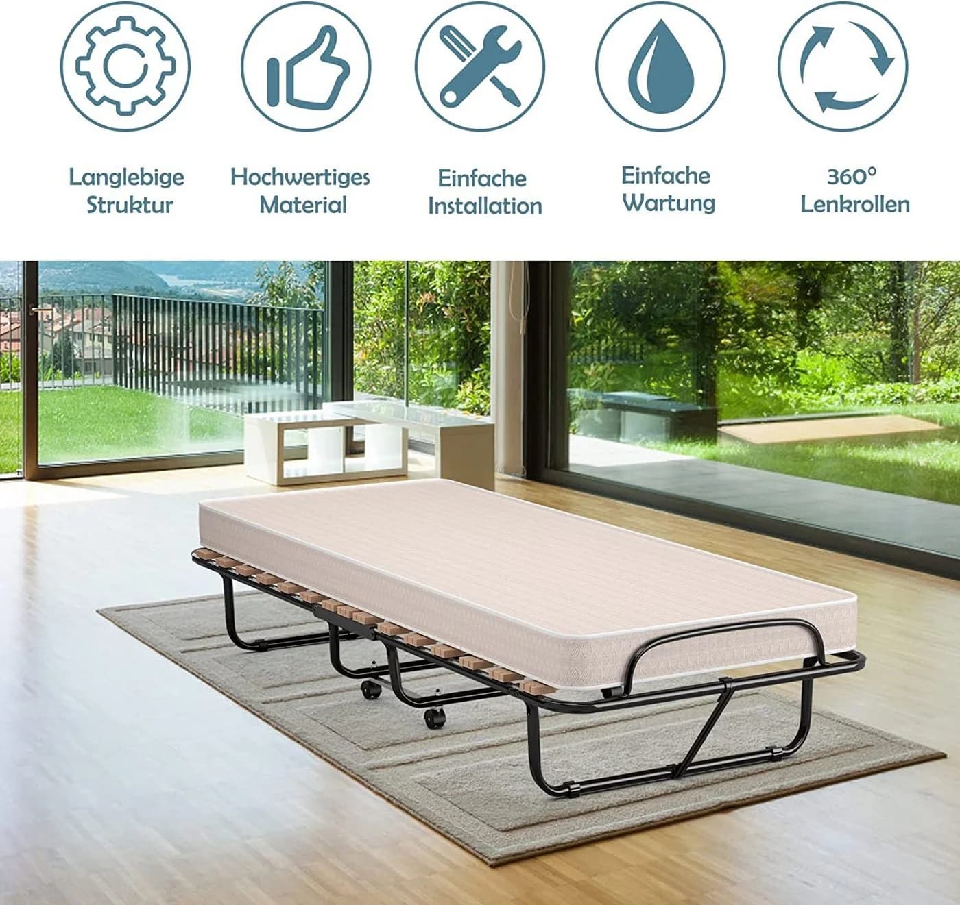 COSTWAY Klappbett 80x190cm mit Matratze