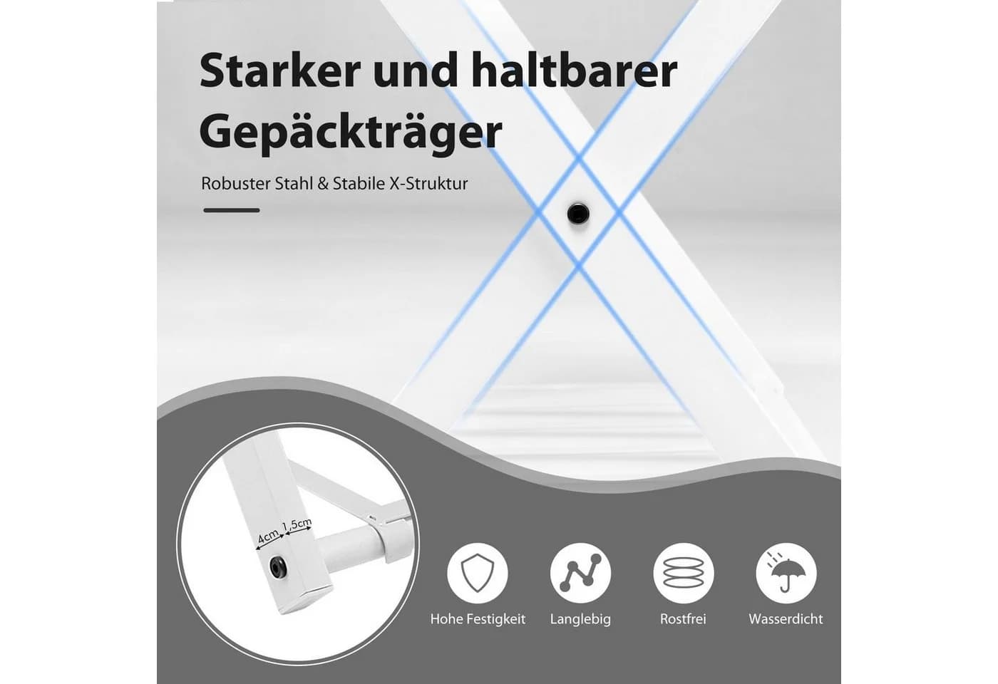 COSTWAY Kofferständer 2-tlg. Weiß Metall Gepäckablage - Bild 4