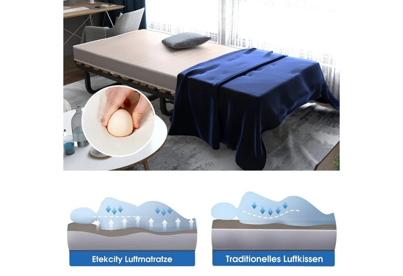 COSTWAY Gästebett Klappbar Beige 90x200cm - Bild 3