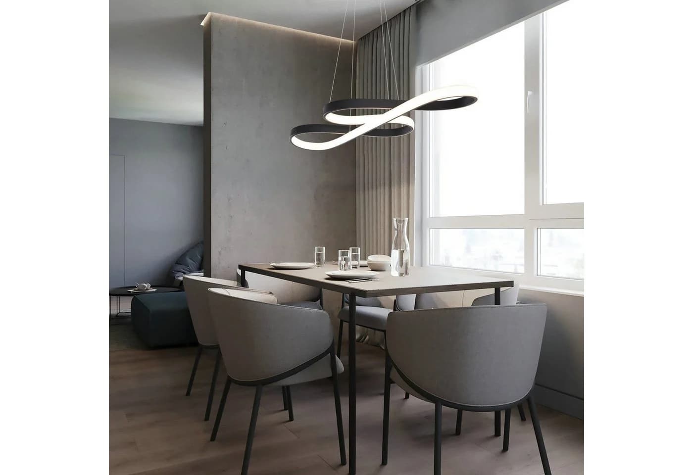 Nettlife LED Pendelleuchte Schwarz Dimmbar 47W