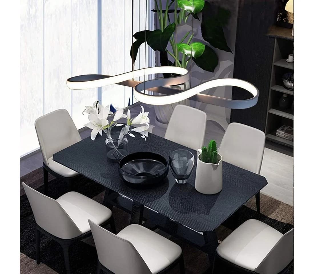 Nettlife LED Pendelleuchte Schwarz Dimmbar 47W Höhenverstellbar