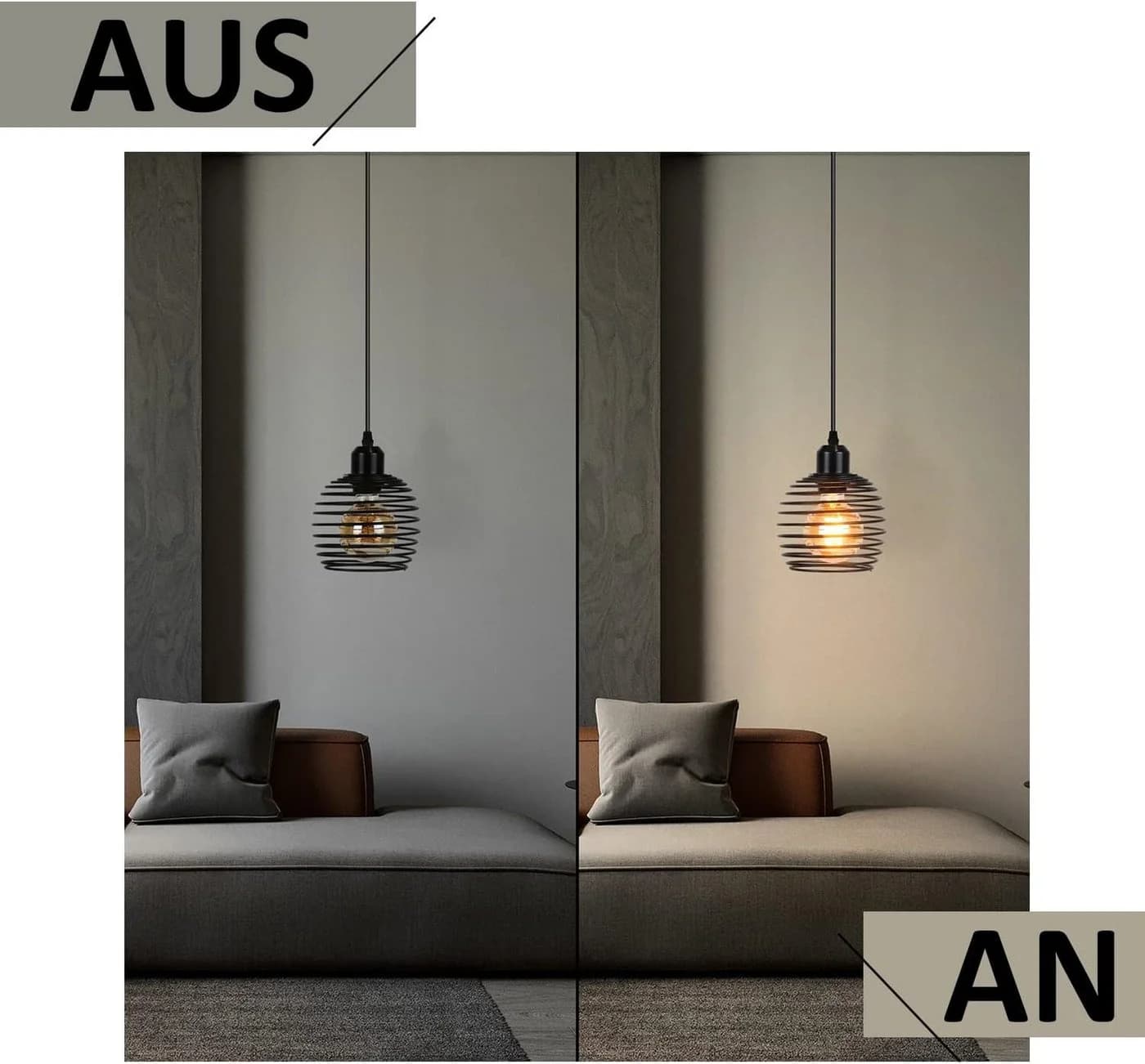 Nettlife Pendelleuchte Schwarz 1.5M Retro-Design mit Schalter Stecker E27 - Bild 4