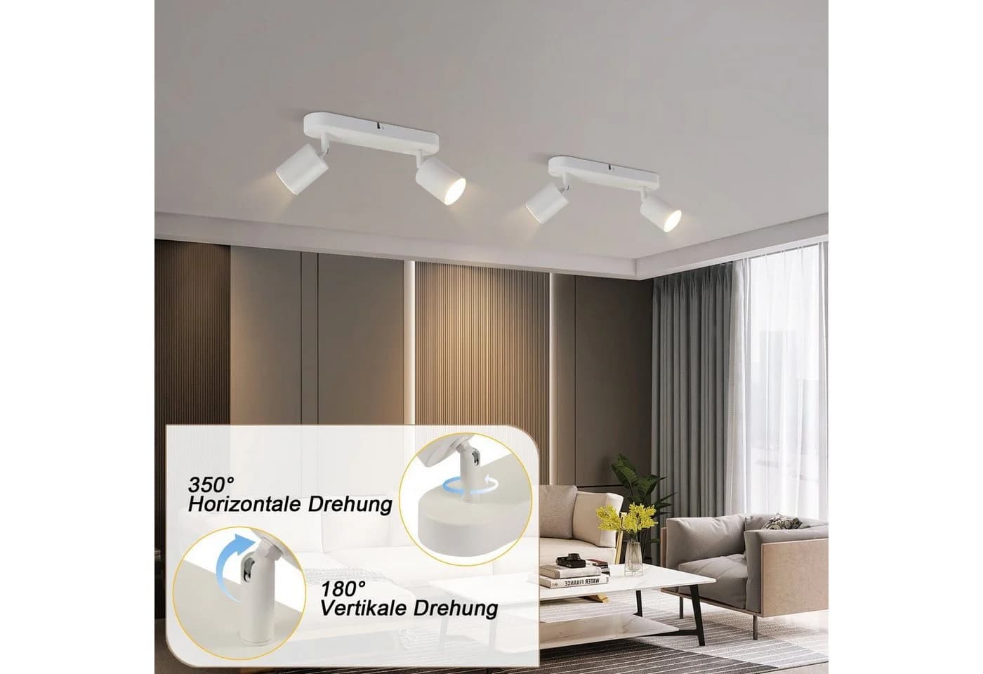 Nettlife Deckenstrahler Weiß GU10 Deckenspots Schwenkbar 350° LED Wechselbar