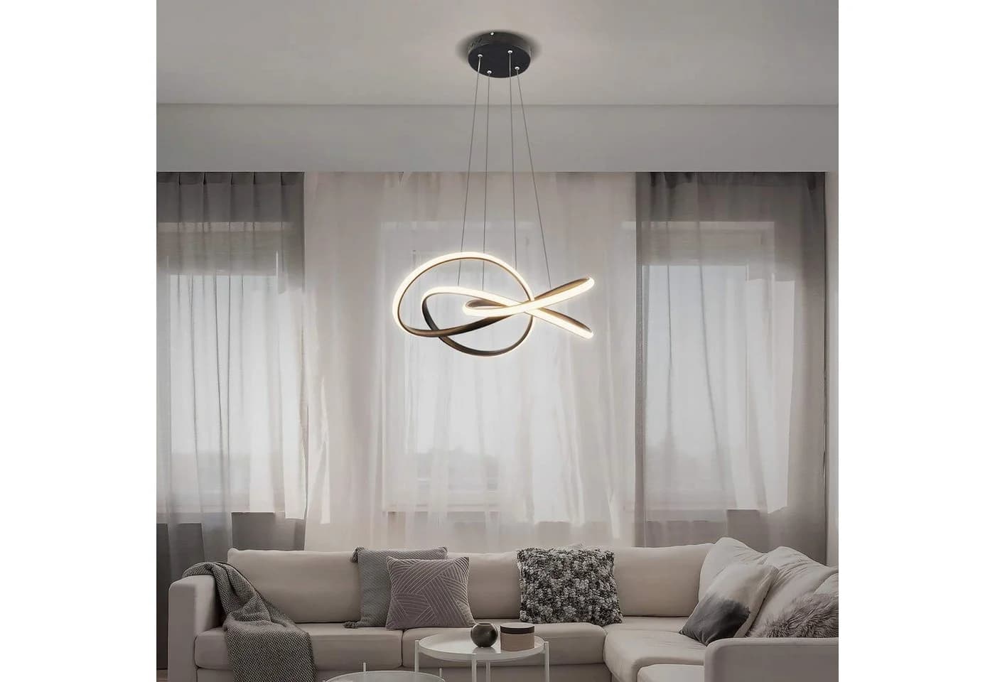 Nettlife LED Kronleuchter Pendelleuchte Weiß 62/68W Höhenverstellbar