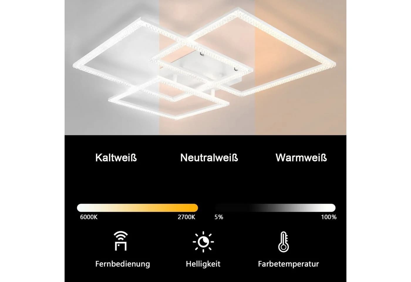 Nettlife LED Deckenleuchte Kristallrahmen Warmweiß/Neutralweiß/Kaltweiß - Bild 4