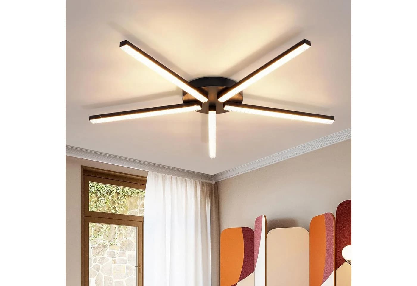 ZMH LED Deckenleuchte 24W Schwarz 3000K Modern Kristall Metall - Bild 2