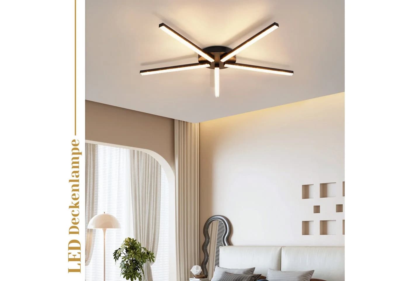 ZMH LED Deckenleuchte 24W Schwarz 3000K Modern Kristall Metall - Bild 5