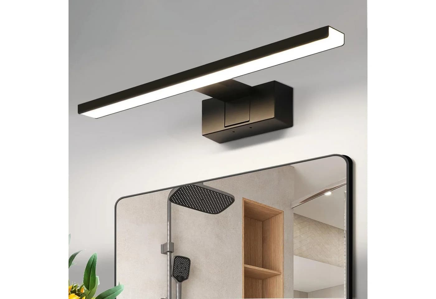 ZMH LED Spiegelleuchte Schwarz 30/40/60CM Neutralweiß Wandlampe - Bild 2