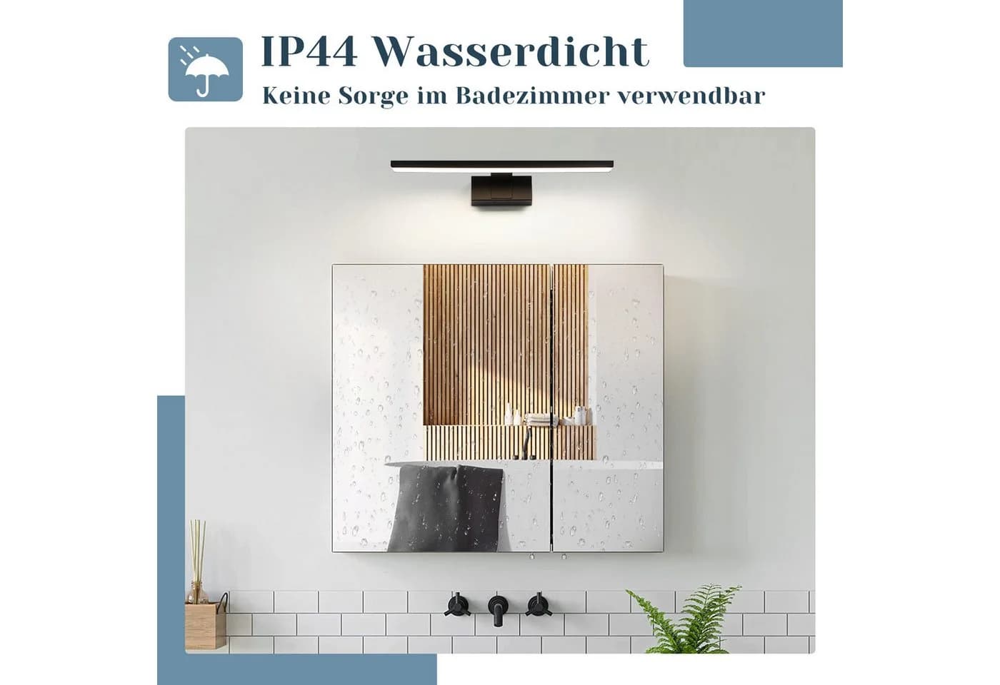 ZMH LED Spiegelleuchte Schwarz 30/40/60CM Neutralweiß Wandlampe - Bild 4