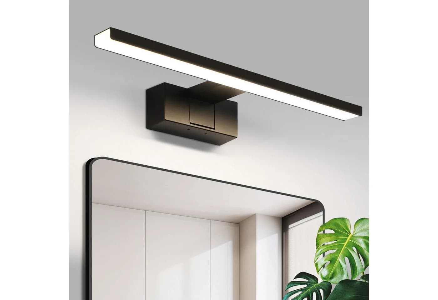 ZMH LED Spiegelleuchte Schwarz 30/40/60CM Neutralweiß Wandlampe - Bild 5