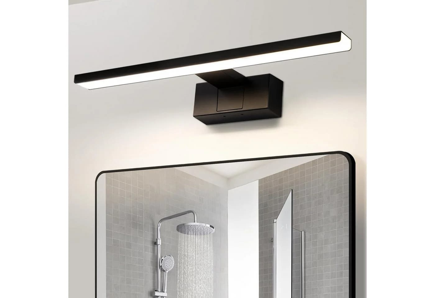 ZMH LED Spiegelleuchte Schwarz 30/40/60CM Neutralweiß Wandlampe - Bild 2