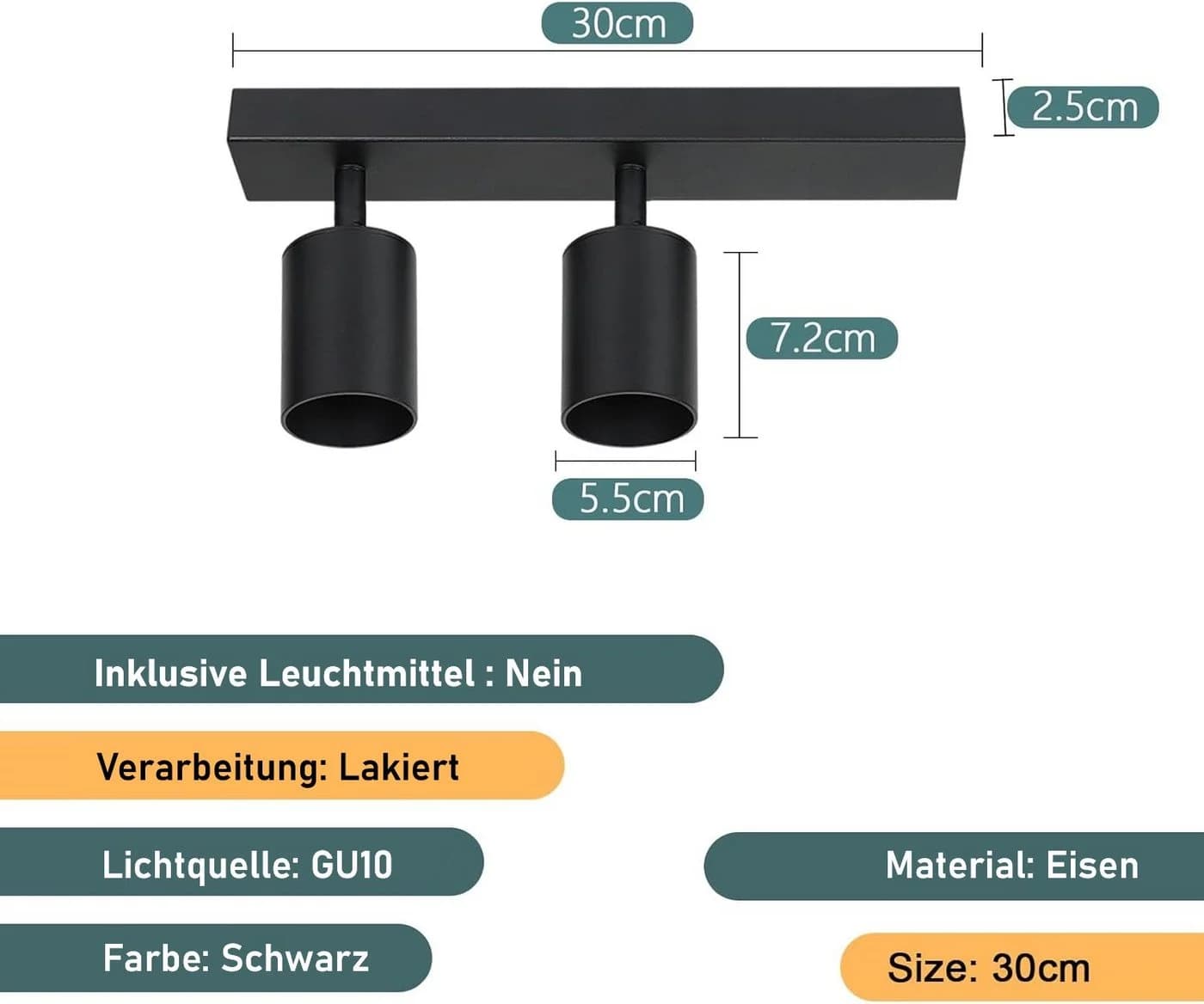 ZMH Deckenstrahler 2-flammig Industrial Design GU10 drehbar - Bild 5