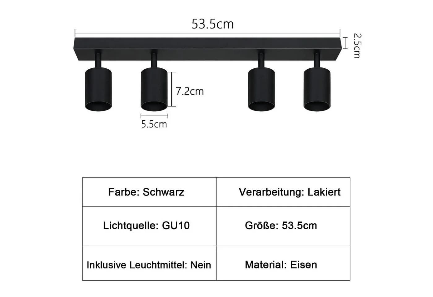 ZMH Deckenstrahler 4-flammig GU10 Modern Industrial Drehbar - Bild 3