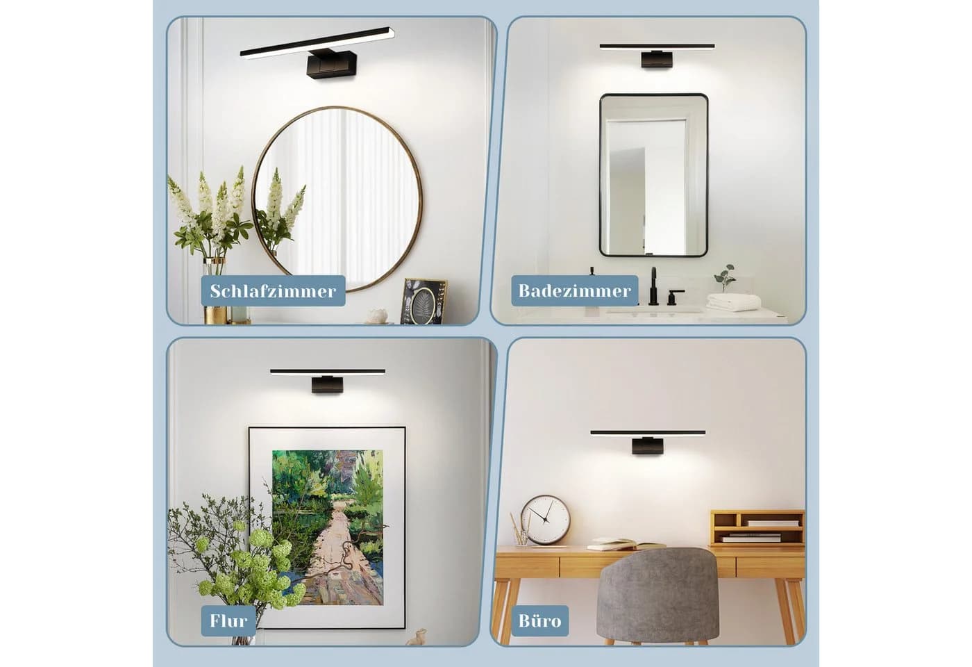 ZMH LED Spiegelleuchte Schwarz 30/40/60CM Neutralweiß 4000k