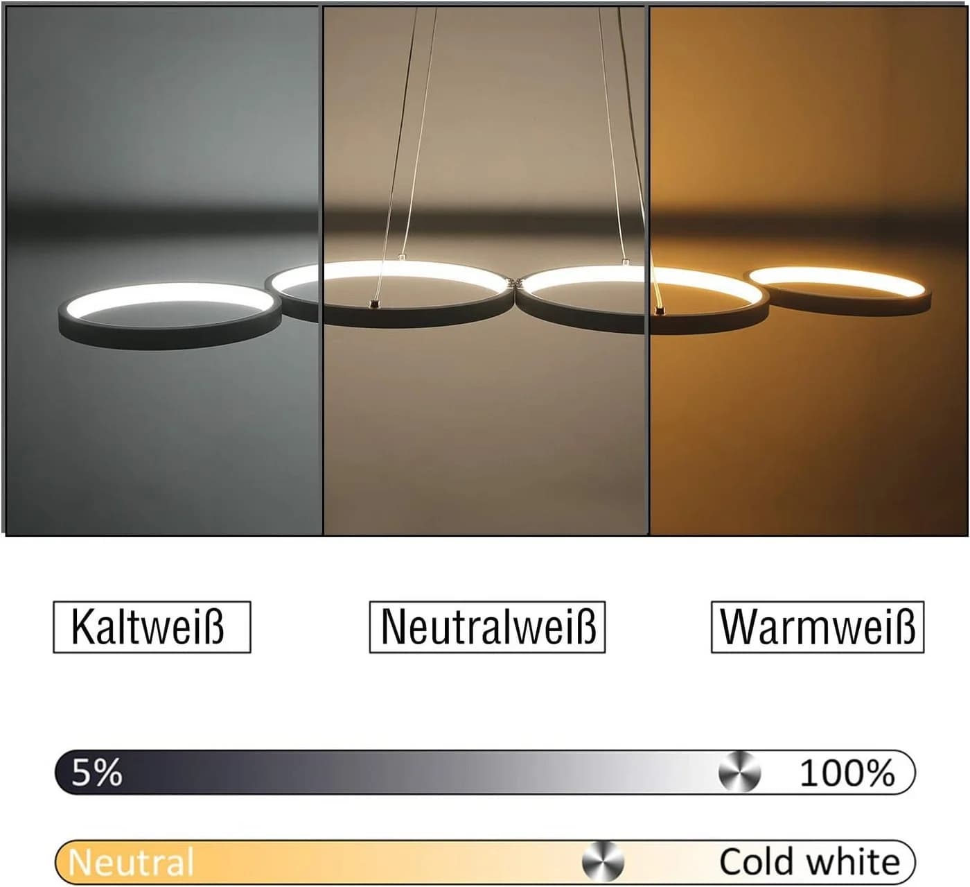 Nettlife LED Pendelleuchte Esszimmer Dimmbar Weiß 54 W 88CM