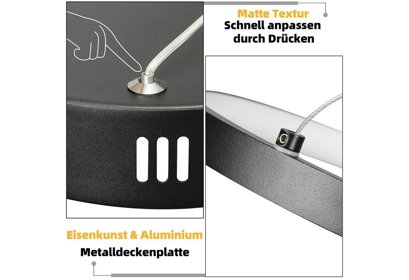 Nettlife LED Pendelleuchte Esszimmer 4Ring Schwarz Dimmbar - Bild 4