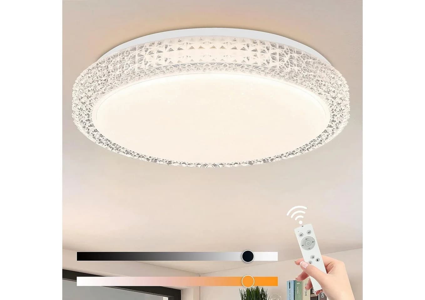 Nettlife LED Deckenleuchte Dimmbar Sternhimmel Weiß 30CM mit Fernbedienung - Bild 2