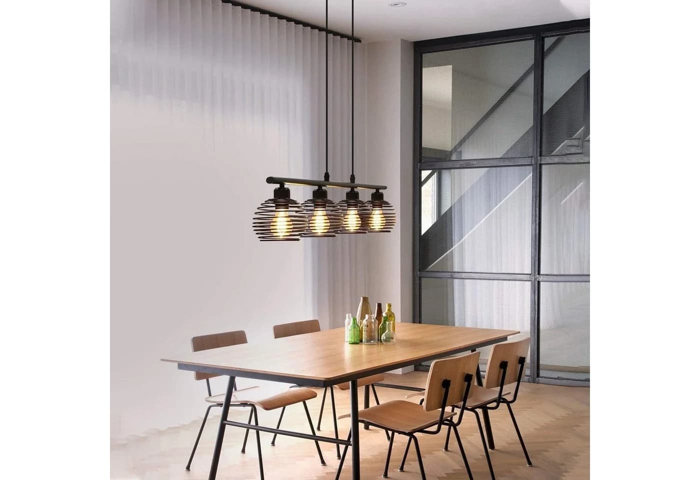 Nettlife Pendelleuchte Schwarz Vintage Metall E27 Hängeleuchte