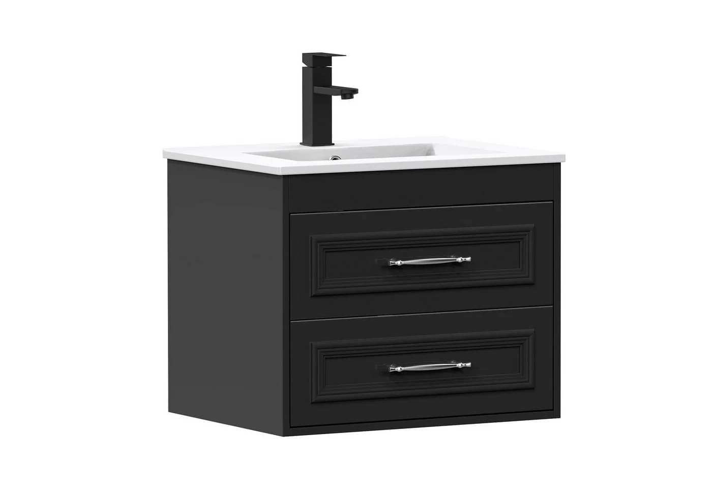Puluomis Waschtisch Badmöbel Set 60cm mit Keramikwaschbecken & Wasserhahn - Bild 2