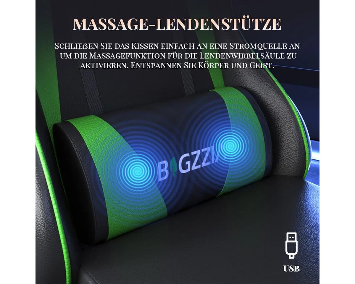 ZAISZE Gaming-Stuhl Schreibtischstuhl Grün mit Massagefunktion - Bild 3