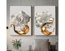 TPFLiving Kunstdruck Leinwand 3er Set Weiße Rose Gold Bild 1