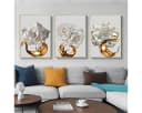 TPFLiving Kunstdruck Leinwand 3er Set Weiße Rose Gold Bild 2