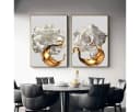 TPFLiving Kunstdruck Leinwand 3er Set Weiße Rose Gold Bild 3