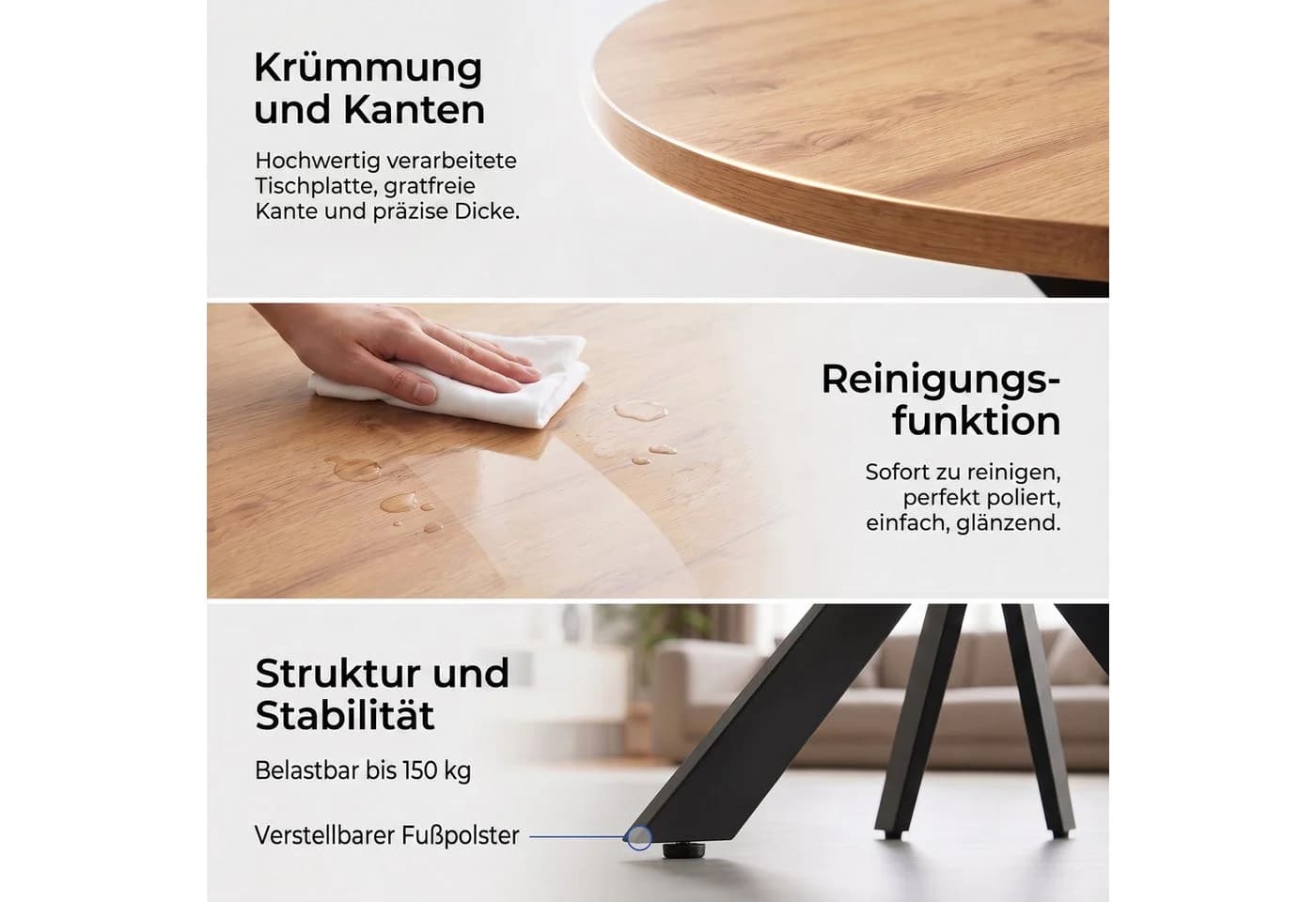 Jiexi Essgruppe Runder Esstisch 110cm mit 4 Hightech Freischwinger Stühlen - Bild 5
