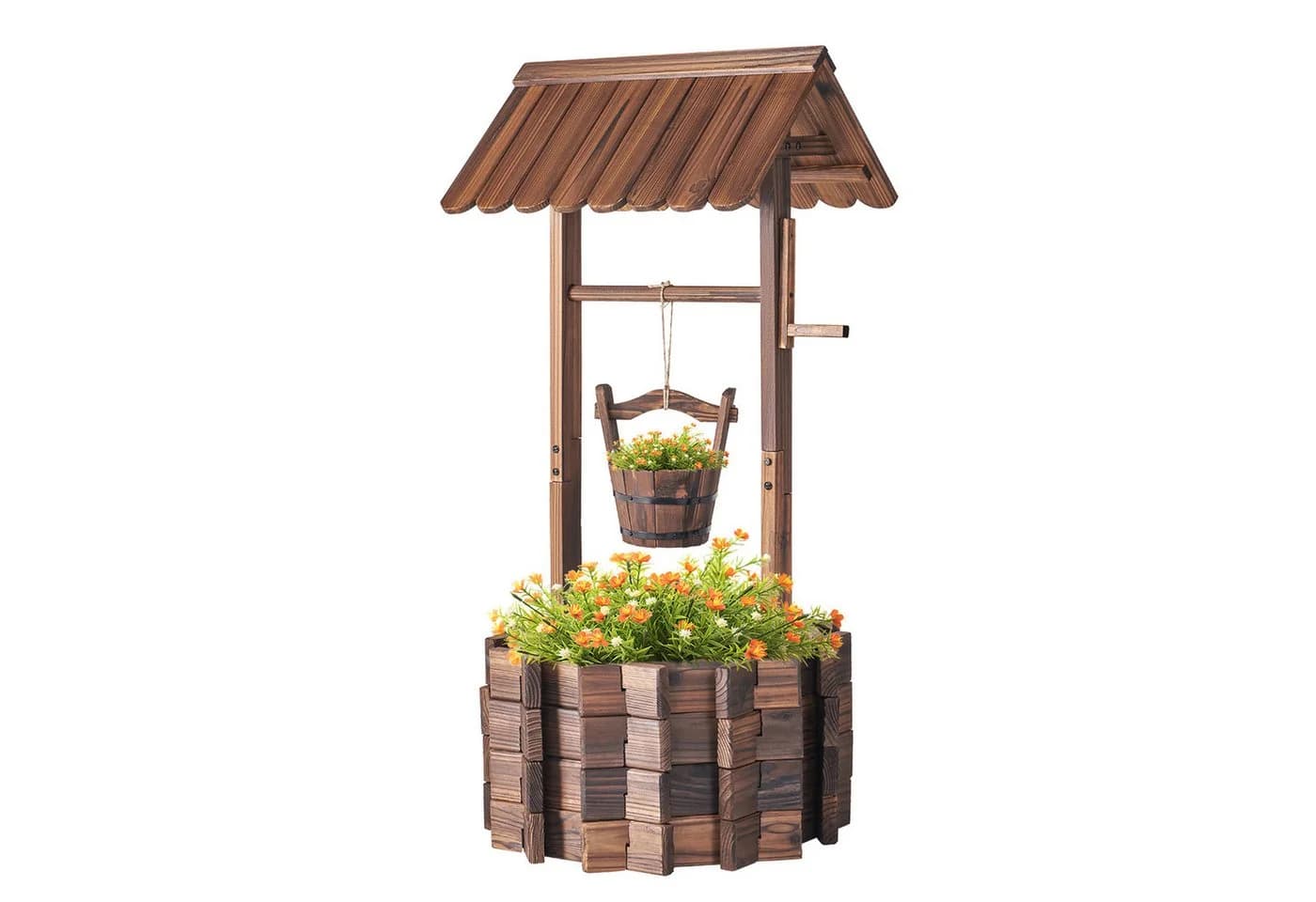 AOXUN Pflanzkübel Wunschbrunnen Holz Achteckig 55x55x117cm - Bild 5